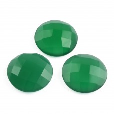 Green onyx round rosecut flat back gemstone